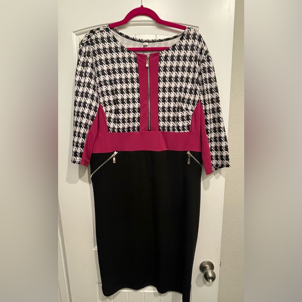 Pink and Houndstooth Dress